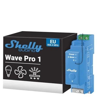 Imagen de Shelly Wave Pro 1 16A, Modulo Interruptor Z Wave, Luces Inalámbricas, Con Contactos Secos, Automatización Del Hogar, Necesita hub