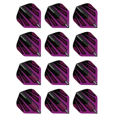 Imagen de RED DRAGON Hardcore Radical vuelos de dardos color morado y negro, 4 juegos por paquete (12 en total)