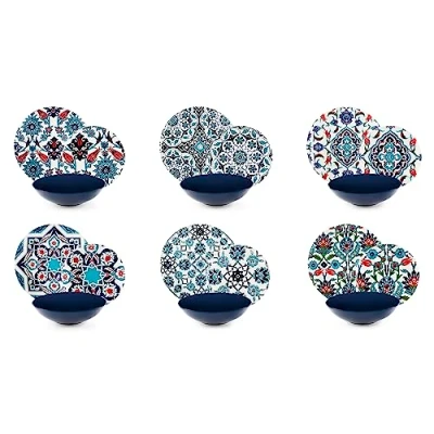 Imagen de Excelsa Topkapi Vajilla de 18 piezas porcelana y gres, decoración multicolor, 6 personas