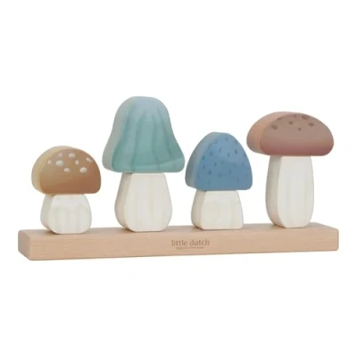 Imagen de Little Dutch Forest Friends 7230 Juego apilable de madera con diseño setas, setas