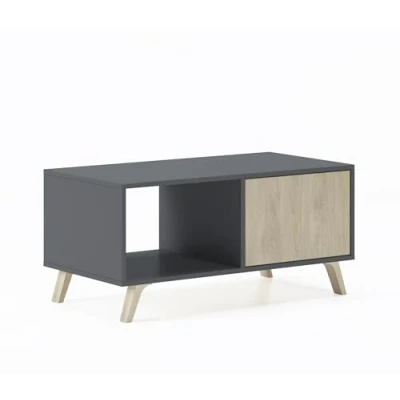 Imagen de Skraut Home Mesa de Centro 45 x 92 50 cm Baja Ideal para Salón o Comedor Modelo Wind Madera Resistente Mueble Auxiliar Acabado Gris/Puccini