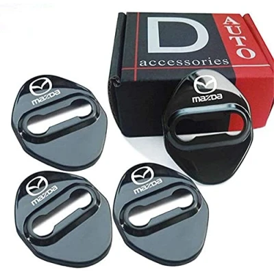 Imagen de 4 Piezas Cubierta de la Cerradura Puerta del Coche Acero Inoxidable para Mazda 3 6 Miata MX 5 CX 9, Funda Protectora Cerraduras Interior