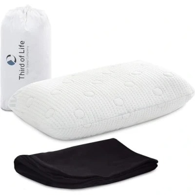 Imagen de Third of Life Almohada Pequeña Viscoelástica Volar Cojín Ergonómico Funda con Termorregulación de Viaje para Tren, Avión y Coche o una Siesta en el Sofá Casa 40x25x10cm