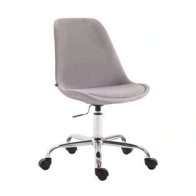 Imagen de CLP Silla De Oficina Toulouse Tapizada En Terciopelo I Escritorio Regulable Altura Sala Reuniones Giratoria Color:, Color:Gris