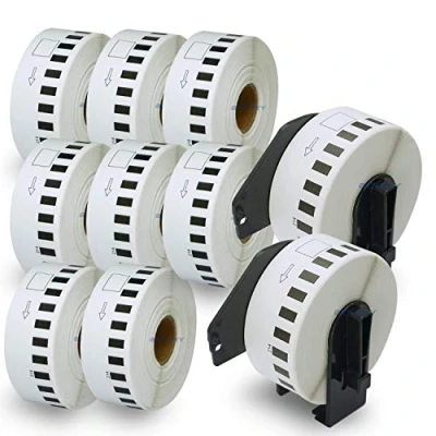 Imagen de BETCKEY 10 Rollos de DK 22214 Cinta Continua Papel Térmico Compatible con Brother, 12mm x 30.48m, continuous Etiquetas para Impresoras QL (2 Soportes Etiqueta)