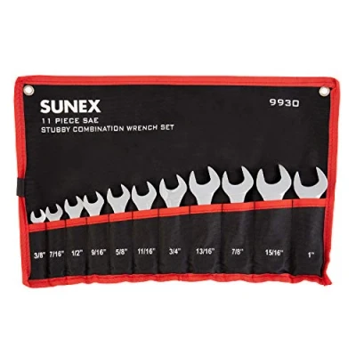 Imagen de Sunex Tools 9930 SAE Stubby Juego de llaves combinadas, 3/8 pulgadas 15/15 pulgadas, 11 piezas