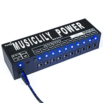 Imagen de Musiclily Pro Fuente de Alimentación Pedal Power 10 Salidas DC Aisladas para Efectos Guitarra Eléctrica 9V / 12V 18V con Adaptador estándar US