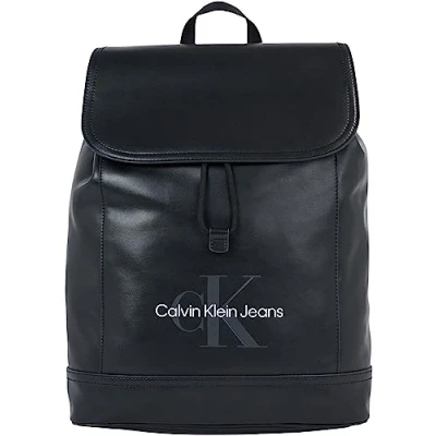 Imagen de Calvin Klein Jeans Hombre Mochila Monogram Soft Flap Equipaje de mano, Negro (Black), Talla Única