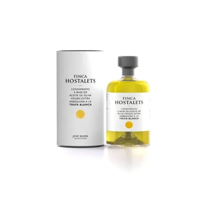 Imagen de FINCA HOSTALETS condimento a base de Aceite Oliva Virgen Extra Arbequina la Trufa Blanca. Botella Cristal 500 ml (NUEVO FORMATO).