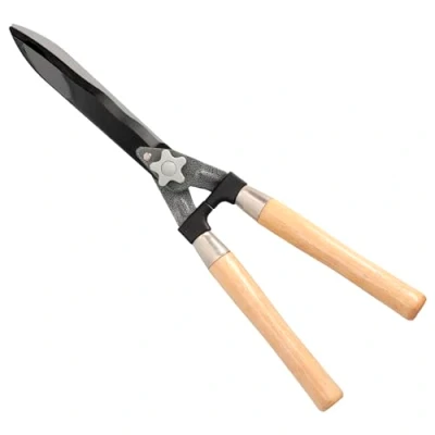 Imagen de Tijera Podar Setos 2 Manos Mangos Madera 54 cm. Hojas Acero Antiadherente, Ajuste Corte