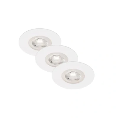 Imagen de BRILONER Juego de 3 focos LED empotrables en el techo, regulables, ultraplanos para baño, baño IP44, blanco, 90x25 (DxH)