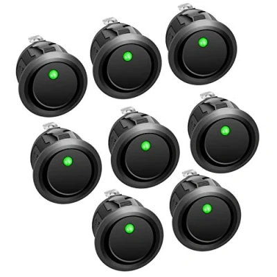 Imagen de APIELE 8 interruptores basculantes, 2 posiciones de encendido y apagado con interruptor LED DPST 3 pines, basculante 12 V 20 A para coche, barco, electrodomésticos KCD2 102N (verde)