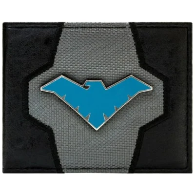 Imagen de Arkham Knight Nightwing Traje Original Insignia Metálica Billetera/Cartera Bi Fold para ID &amp; Tarjetero, Azul