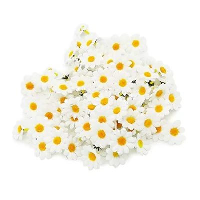 Imagen de Margarita Artificial 100 Piezas Gerbera Adorno para Oficina Casa Manualidades Bodas Fiestas Tela Blanco 3.8 x 2 cm