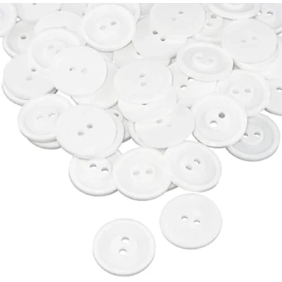 Imagen de AERZETIX C56858 Juego de 100 Botones coser redondos Ø19x2mm con 2 agujeros color blanco en plástico apertura 2mm moda mercería costura ropa decoración