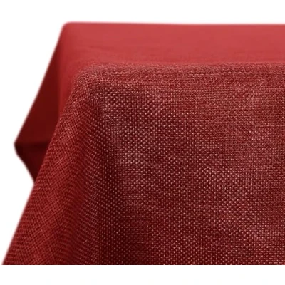 Imagen de Deconovo Mantel Impermeable para Mesa Rectangular, Efecto Lino, 132 x 178 cm, Color Rojo