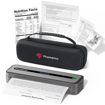 Imagen de Phomemo M832 Kit Impresora Térmica, Inalámbrica Portátil Bluetooth Compatible con Smartphones y Portátiles, Maletín de Transporte 4 Rollos Papel Térmico, Gris