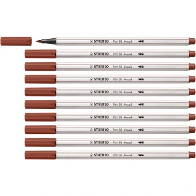 Imagen de Rotulador premium punta de pincel STABILO Pen 68 Brush Caja con 10 unidades color siena