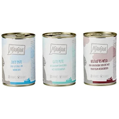 Imagen de MjAMjAM Comida húmeda para gatos, paquete mixto II, pollo y calabaza, pavo, pato aves, de 6 (6 x 400 g), sin cereales con carne
