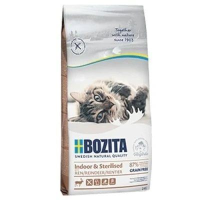 Imagen de BOZITA Interiores y esterilizados sin Cereales con Reno Alimento seco para Adultos principalmente Gatos Que Viven en Interiores, 2 kg