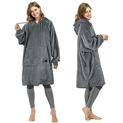Imagen de Catalonia Classy Mantas para Sudaderas con Capucha de Lana, portátiles Suaves y cálidas, Ligeras Capucha, Gris Oscuro