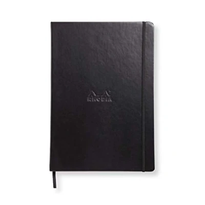 Imagen de Clairefontaine ES RHODIA 118369C Cahier Rigide Webnotebook Noir A4 Ligné 192 pages Papier Ivoire 90 g/m² Marque Page, Fermeture Élastique Couverture Simili Cuir