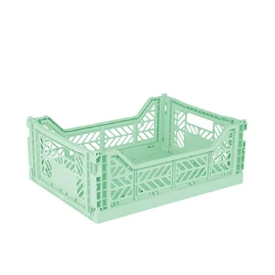 Imagen de Ay Kasa Caja plegable, estable, de plástico, apilable, color menta cálida, midi (40 x 30 14 cm)
