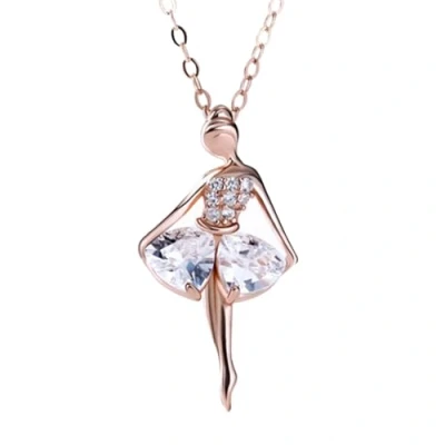 Imagen de KONFEN Collar Plata 925 Mujer, Cadena Colgante Bailarina de Ballet Ley avec Zircon Cubique, Collares Fina Colgantes Regalos para Esposa Niña Chica Aniversario (Oro)