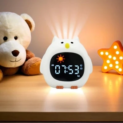 Imagen de xinjinhju Alarm Clock Wake Touch Night Light Sleep Training Clocks with 6 White Noise Sound Machine Owl