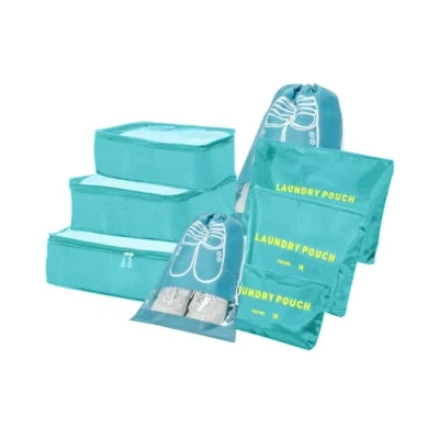 Imagen de BillyBath Maletín organizador de viaje para ropa, 8 en 1, juego organizadores, cubos embalaje, maletas, bolsas viaje, zapatos, ropa interior, cosméticos (azul claro)