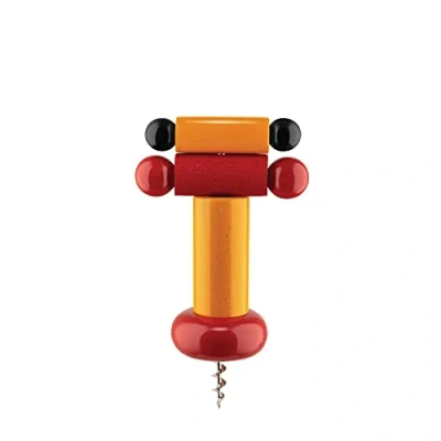 Imagen de Alessi un Brindisi Disegnato ad Arte ES17 Sacacorchos de Diseño en Madera Haya, Amarillo, Rojo y Negro