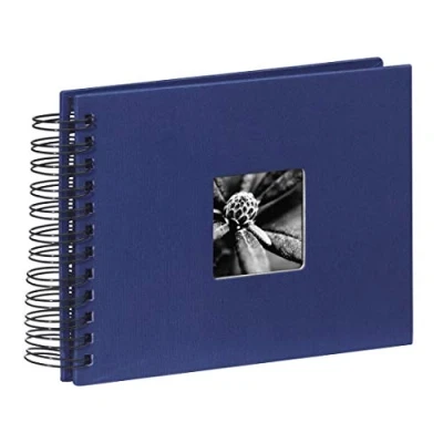 Imagen de Hama Fine Art Álbum de fotos, 50 páginas negras (25 hojas), álbum con espiral, 24 x 17 cm, compartimento para insertar foto, azul