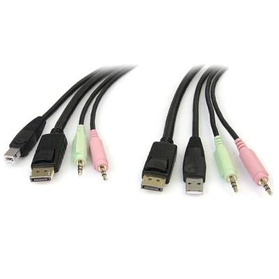 Imagen de Startech.com Cable Conmutador Kvm Usb Displayport 4 En 1 C/ Audio Y Micrófono 6 Pies Cables Para Video, Teclado Ratones (kvm)