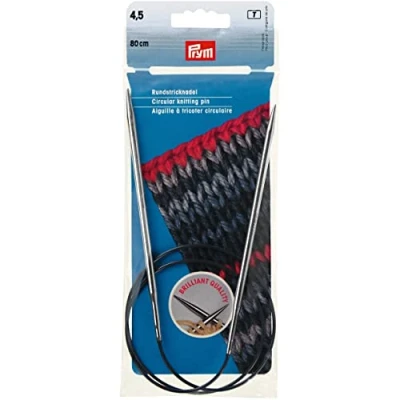 Imagen de Prym Rundstricknadeln MS 80 cm 4,50 mm silberfarbig Aguja de Tejer Circular, Latón, Plateado, 4.5