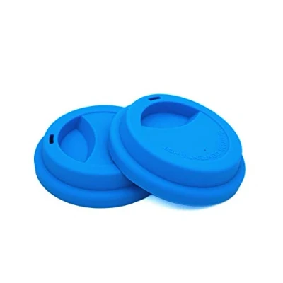 Imagen de NanTun tapa de bebida silicona a prueba derrames tapas taza café reutilizables tazas cubiertas 2 piezas azul