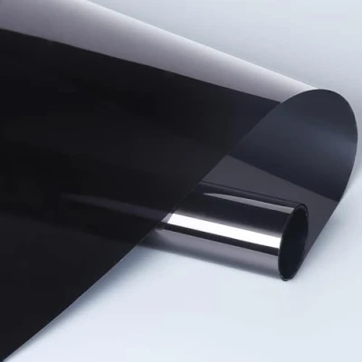 Imagen de película de Ventana Solar Adhesiva Opaca Negra Cristal Espejo Sentido único, Control Temperatura, teñido Oscuro, antiestático, sin Pegamento para casa, Oficina, Tienda, Negro,