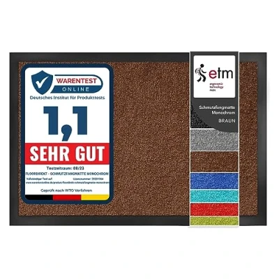 Imagen de etm ColorLine felpudo para puerta en muchos tamaños, interiores, antideslizante, pasillo, principal, entrada, vestíbulo, marrón, 40 x 60 cm