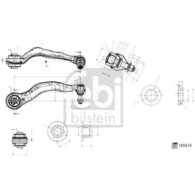 Imagen de FEBI BILSTEIN 185574 Barra oscilante, suspensión de ruedas con apoyo debajo, delante, Eje delantero, derecha Brazo oscilante transversal Aluminio 19