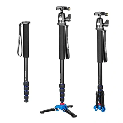 Imagen de Koolehaoda Profesional 65 &quot;Cámara de aluminio Monopod con K 09 cabeza bola la ayuda del soporte plegable tres pies