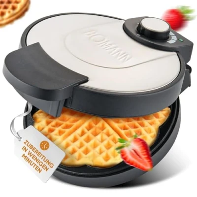 Imagen de Bomann WA 1365 CB Gofrera con Base en Forma de corazón, 1000 W, Acero Inoxidable, Gris y Negro