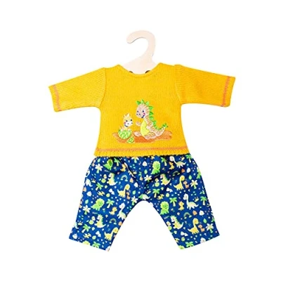 Imagen de Heless 1134 Conjunto de Ropa para muñecas con diseño Dinosaurio, 2 Piezas Jersey Punto y Pantalones Estampados Coloridos, tamaño 28 35 cm
