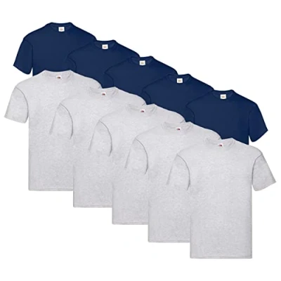 Imagen de Fruit of the Loom Iconic Tee, Lightweight Ringspun 5 Pack, Camiseta Hombre, x negro + gris 1 bloc de notas, L