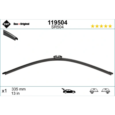 Imagen de Limpiaparabrisas Swf Visioflex Rear 119504 335mm posterior Sin marco VOLKSWAGEN: Golf 5, Polo IV Hatchback, Tiguan I, SEAT: Ibiza 4