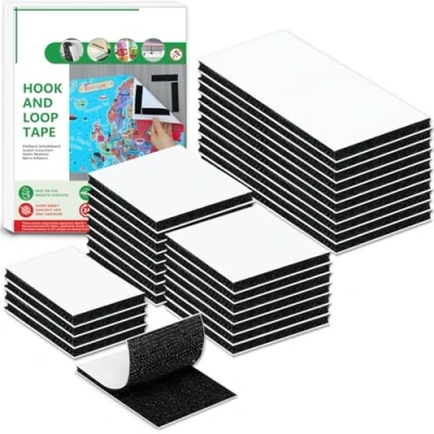 Imagen de Blooven 30 Piezas Auto Adhesivo Cinta Rollo Hook y Loop Tape Gancho de Lazo, Negro