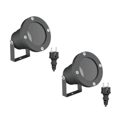 Imagen de ledscom.de 2 x foco de jardín DUK para exteriores, IP65, enchufe, antracita, 1x GU10 máx. 15W