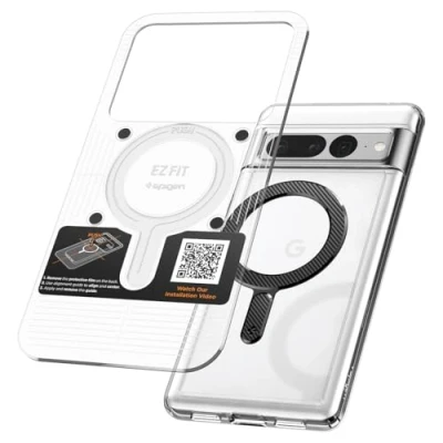 Imagen de Spigen OneTap Adaptador de Anillo Magnético (MagFit) para Pegatinas MagSafe, Conversión Carga Inalámbrica EZ Kit Compatible con iPhone 16/15/14/13/12 Series, Galaxy, Xiaomi, etc Carbono