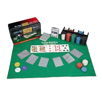 Imagen de Relaxdays Póker Set, 200 Fichas, Tapete, 2 Barajas, Botón Dealer, Ciegas, Profesional, Plástico Metal Fieltro, 1 Pack, multicolor (10022799) , color, modelo surtido