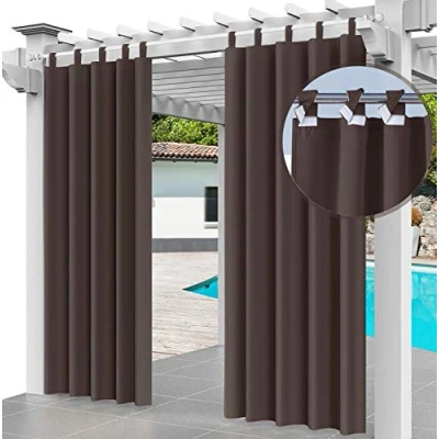 Imagen de Ferocity Cortina para Exteriores Impermeable 220 x 155 cm, Evitar el Agua, Resistente al Viento, Patio, Porche Frontal, pérgola, casa de Playa, (2 Pieza) Castaño [129]
