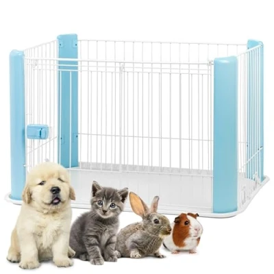 Imagen de Iris Ohyama Parque Para perros y puerta con cerradura, H60cm, Azul, Jaula gatos, Vallas, Corralito, interiores, exteriores, Conejo, Cercado, Corral perro, Mascotas, rejas, CLS 960
