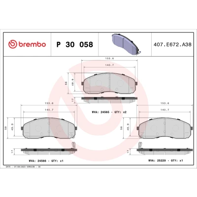 Imagen de BREMBO P 30 058 Juego de pastillas freno con avisador acústico desgaste sin accesorios KIA: CARNIVAL 2